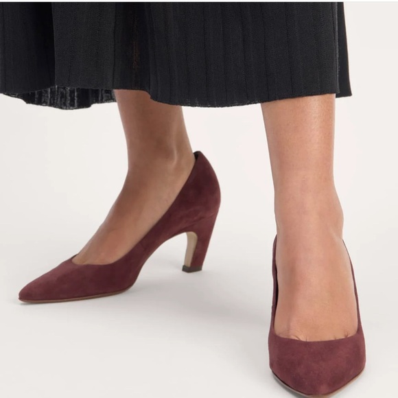 NEW Everlane Mahogany Brown Suede The Banana Pump Heel in Size 7 - Picture 2 of 13
